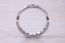 Load image into Gallery viewer, 7 mm Wide Two Section Jigsaw Puzzle Ring, Made from Solid White Gold