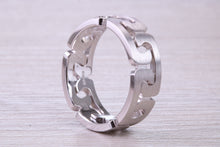 Load image into Gallery viewer, 7 mm Wide Two Section Jigsaw Puzzle Ring, Made from Solid White Gold