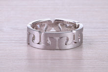Load image into Gallery viewer, 7 mm Wide Two Section Jigsaw Puzzle Ring, Made from Solid White Gold