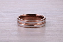 Load image into Gallery viewer, 5 mm Wide Two Tone White and Rose Gold Band