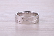 Load image into Gallery viewer, 6 mm Wide Machine Patterned White Gold Band