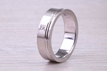 Load image into Gallery viewer, Chunky 6 mm Wide Gents Diamond set White Gold Band