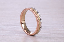 Load image into Gallery viewer, 4 mm Wide Three Tone , Solid Yellow, Rose and White Gold Wedding Band