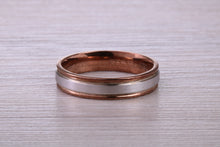 Load image into Gallery viewer, 4 mm Wide Two Tone 9ct White and Rose Gold Wedding Band