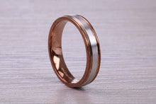 Load image into Gallery viewer, 4 mm Wide Two Tone 9ct White and Rose Gold Wedding Band
