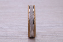 Load image into Gallery viewer, 5 mm Wide Yellow and White Gold Patterned Wedding Band