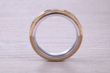 Load image into Gallery viewer, Gents 6 mm Wide Diamond set Spinning Band, Solid Yellow and White Gold