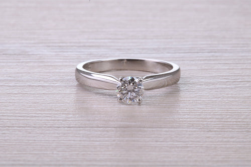 Dainty 0.41ct Certified D SI 1 Graded Natural Diamond set Platinum Engagement Ring