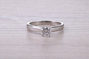 Dainty 0.41ct Certified D SI 1 Graded Natural Diamond set Platinum Engagement Ring