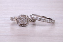 Load image into Gallery viewer, Diamond set White Gold Bridal Rings, Engagement Ring and Wedding Band