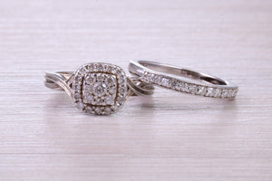 Diamond set White Gold Bridal Rings, Engagement Ring and Wedding Band