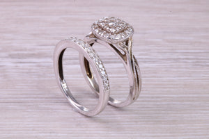 Diamond set White Gold Bridal Rings, Engagement Ring and Wedding Band