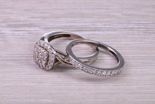 Load image into Gallery viewer, Diamond set White Gold Bridal Rings, Engagement Ring and Wedding Band