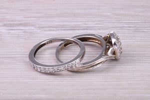 Diamond set White Gold Bridal Rings, Engagement Ring and Wedding Band