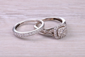 Diamond set White Gold Bridal Rings, Engagement Ring and Wedding Band