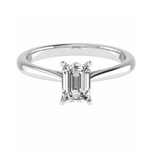 Load image into Gallery viewer, One carat D V VS 1 Graded Certified Emerald cut Diamond set Platinum Solitaire