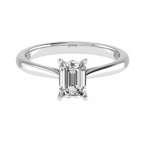 One carat D V VS 1 Graded Certified Emerald cut Diamond set Platinum Solitaire