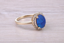 Load image into Gallery viewer, Beautiful Fiery Natural Opal and Diamonds set Gold Ring