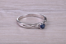 Load image into Gallery viewer, Dainty Round cut Sapphire Set 18ct White Gold Ring