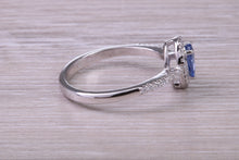 Load image into Gallery viewer, Absolutely Beautiful Blue Sapphire and Halo set Diamond 18ct White Gold Ring