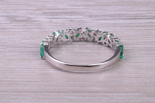 Load image into Gallery viewer, One carat Natural Marquise cut Emeralds and Round Diamonds set White Gold Ring
