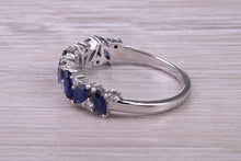 Load image into Gallery viewer, 1.50 carat Beautiful Marquise cut Sapphires and Round cut Diamond set White Gold Ring