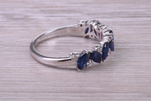 Load image into Gallery viewer, 1.50 carat Beautiful Marquise cut Sapphires and Round cut Diamond set White Gold Ring