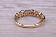 Load image into Gallery viewer, 1.50 carat Beautiful Marquise cut Sapphires and Round cut Diamond set Yellow Gold Ring