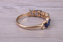 Load image into Gallery viewer, 1.50 carat Beautiful Marquise cut Sapphires and Round cut Diamond set Yellow Gold Ring