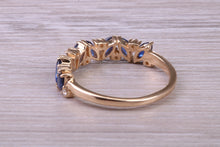 Load image into Gallery viewer, 1.50 carat Beautiful Marquise cut Sapphires and Round cut Diamond set Yellow Gold Ring