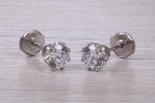 Load image into Gallery viewer, 1.25ct Each D V V S 2 Graded Certified Diamond Set Platinum Solitaire Stud Earrings