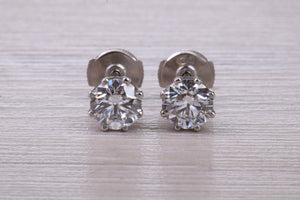 1.25ct Each D V V S 2 Graded Certified Diamond Set Platinum Solitaire Stud Earrings