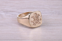 Load image into Gallery viewer, Chunky Prince of Wales Feathers Signet Ring in Solid Yellow Gold