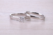 Load image into Gallery viewer, Diamond set Platinum Bridal Rings, Engagement Ring and Wedding Band