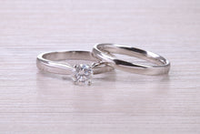 Load image into Gallery viewer, Diamond set Platinum Bridal Rings, Engagement Ring and Wedding Band
