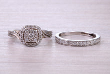 Load image into Gallery viewer, Diamond set White Gold Bridal Rings, Engagement Ring and Wedding Band