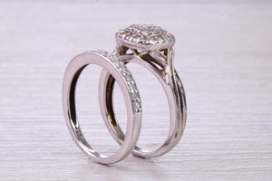 Diamond set White Gold Bridal Rings, Engagement Ring and Wedding Band