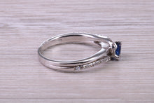 Load image into Gallery viewer, Blue Sapphire and Diamond set White Gold Ring