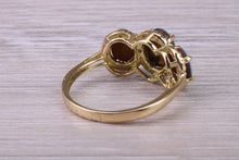 Load image into Gallery viewer, Beautiful Fiery Natural Opal and Diamonds set Trilogy Gold Ring