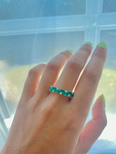 Load image into Gallery viewer, 1.50ct Marquise cut Emeralds and Round cut Diamond set White Gold Ring
