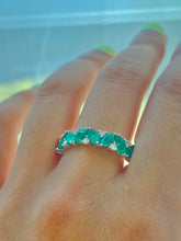 Load image into Gallery viewer, 1.50ct Marquise cut Emeralds and Round cut Diamond set White Gold Ring