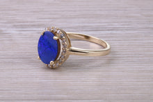 Load image into Gallery viewer, Beautiful Fiery Natural Opal and Diamonds set Gold Ring