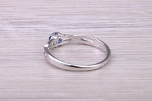 Load image into Gallery viewer, Dainty Round cut Sapphire Set 18ct White Gold Ring