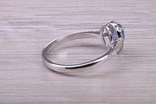Load image into Gallery viewer, Absolutely Beautiful Blue Sapphire and Halo set Diamond 18ct White Gold Ring