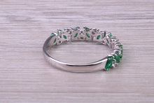 Load image into Gallery viewer, One carat Natural Marquise cut Emeralds and Round Diamonds set White Gold Ring