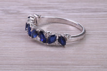 Load image into Gallery viewer, 1.50 carat Beautiful Marquise cut Sapphires and Round cut Diamond set White Gold Ring