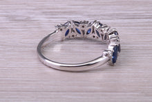 Load image into Gallery viewer, 1.50 carat Beautiful Marquise cut Sapphires and Round cut Diamond set White Gold Ring