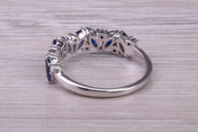 Load image into Gallery viewer, 1.50 carat Beautiful Marquise cut Sapphires and Round cut Diamond set White Gold Ring