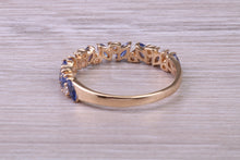 Load image into Gallery viewer, One carat Beautiful Marquise cut Sapphires and Round cut Diamond set Yellow Gold Ring