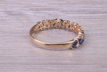 Load image into Gallery viewer, One carat Beautiful Marquise cut Sapphires and Round cut Diamond set Yellow Gold Ring